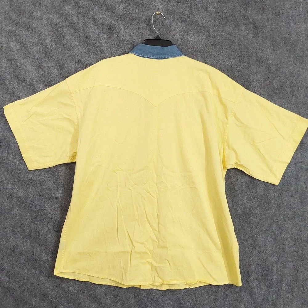 Panhandle Slim Shirt Mens XL Lot 2 Yellow/Black Denim‎ Collar Western Button Up